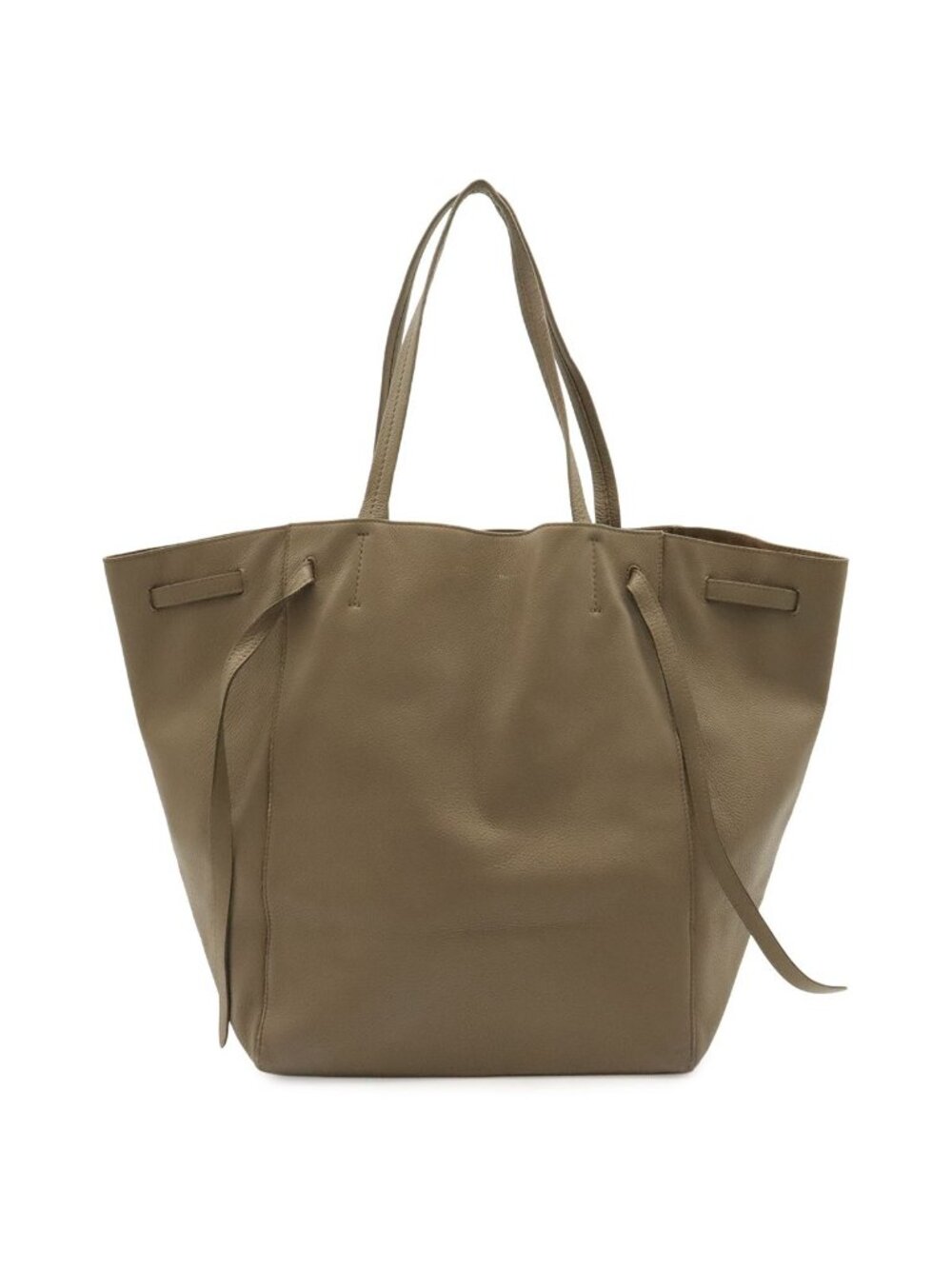 Celine Cabas Phantom Medium Belt Tote Shoulder Bag Leather Greige